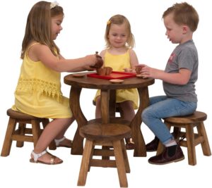 Wooden Round Table & Stools Set (5pcs)-0